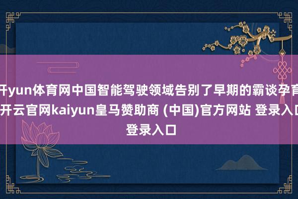 开yun体育网中国智能驾驶领域告别了早期的霸谈孕育-开云官网kaiyun皇马赞助商 (中国)官方网站 登录入口