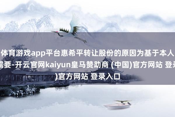 体育游戏app平台惠希平转让股份的原因为基于本人资金需要-开云官网kaiyun皇马赞助商 (中国)官方网站 登录入口